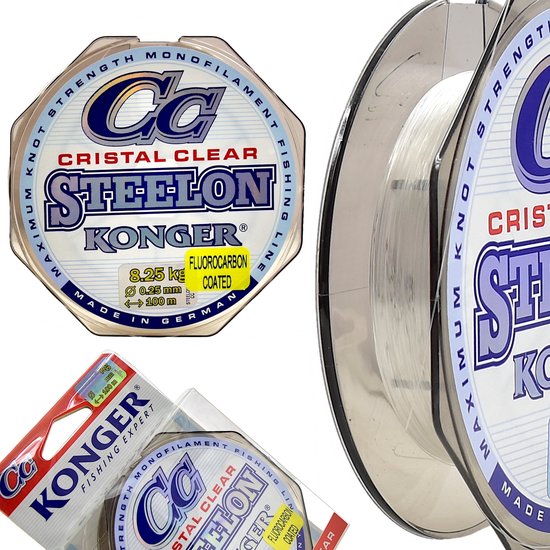Konger Steelon Cristal Clear Fluorocarbon Coating Vislijn 0.25mm 100m van Merkloos