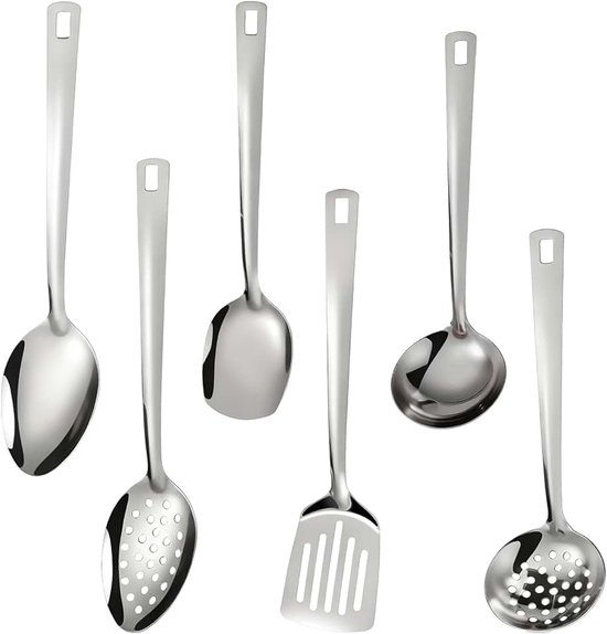 Kookgerei, 6-delige set, keukengereedschap, spatel, robuuste keukengereedschapsset met haken, anti-aanbaklaag, hittebestendige keukenhulpset, vaatwasmachinebestendig, ideaal voor