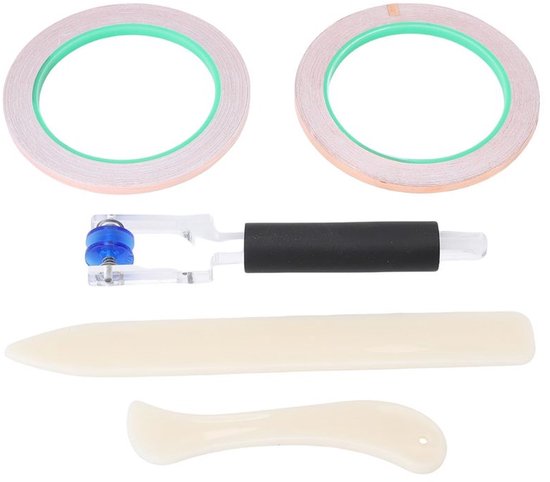 Koperfolietape 5 Mm - 2 Rollen - Inclusief Accessoires - Sterke Hechting - Voor Glas-in-lood Ambachten - Eenvoudig Aan Te Brengen - Glas-in-lood Tape