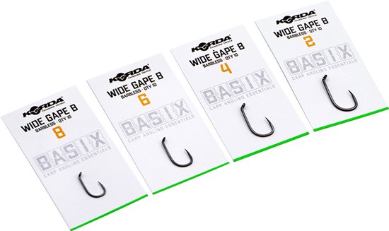 Korda Basix Wide Gape Barbless #2 van Korda