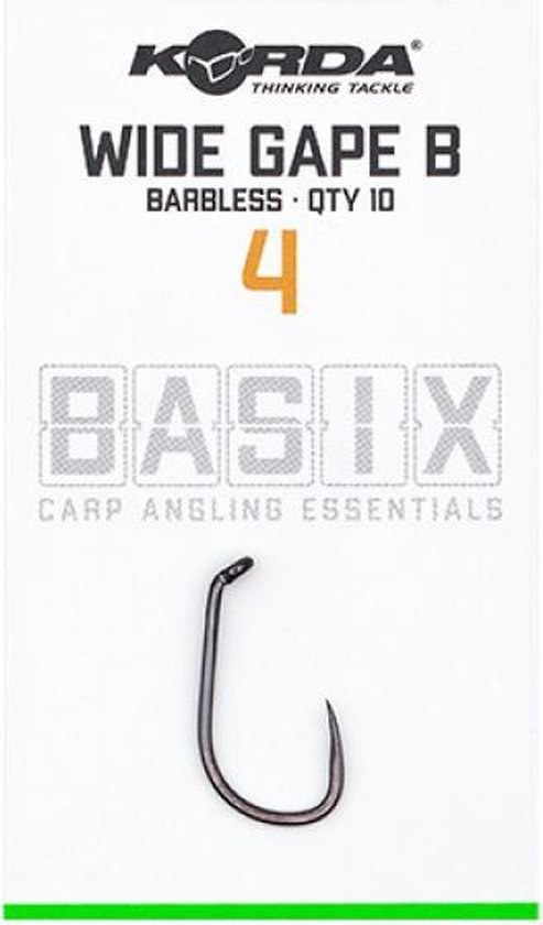 Korda Basix Wide Gape Barbless #4 van Korda