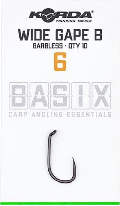 Korda Basix Wide Gape Barbless #6 van Korda
