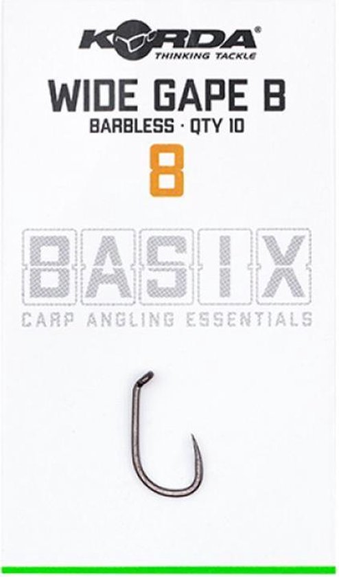 Korda Basix Wide Gape Barbless #8 van Merkloos