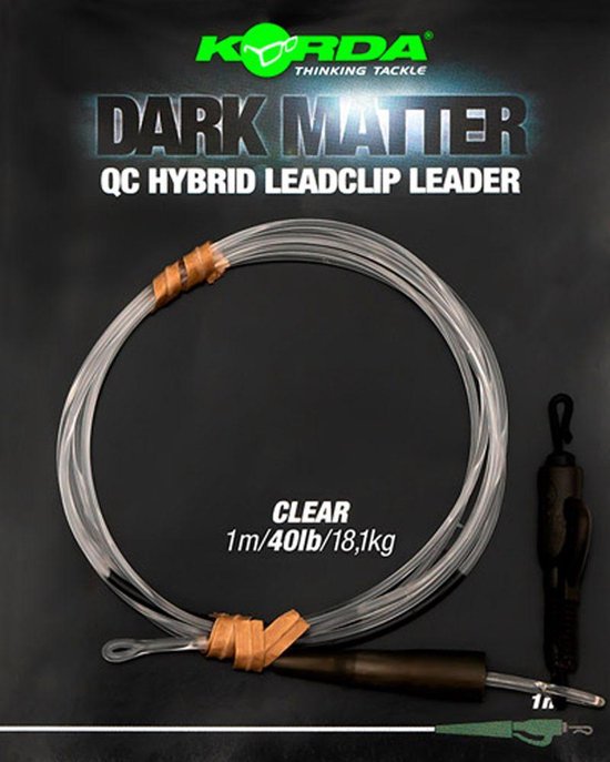 Korda Dark Matter Leader QC Hybrid Clip - Clear - 40lb - 1.00m - Clear van Korda