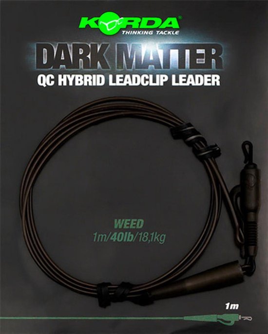 Korda Dark Matter Leader QC Hybrid Clip - Weed - 40lb - 1.00m - Weed van Korda