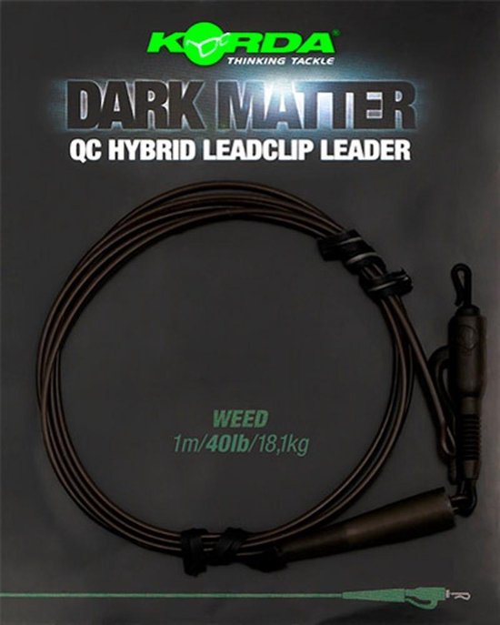 Korda Dark Matter Leader QC Hybrid Clip - Weed - 40lb - 50cm - Weed van Korda