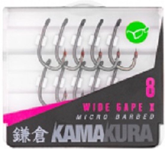 Korda Kamakura Wide Gape X - Haak - Maat 8 - Grijs