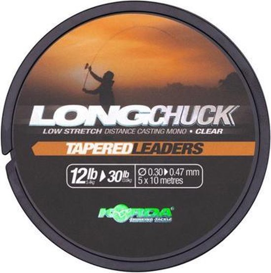 Korda LongChuck - Tapered Leaders - 12-30lb - 0.30-0.47mm - Transparant van Korda