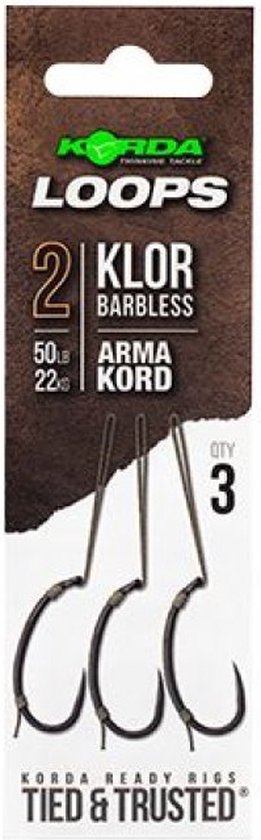 Korda Loop Rigs Klor - Barbless - Haakmaat 6 - 30lb - Onderlijn van Korda