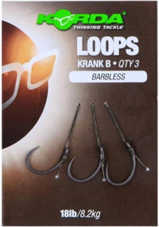 Korda Loop Rigs Krank - Barbless - 18lb - Maat 6 - 3 Stuks van Korda