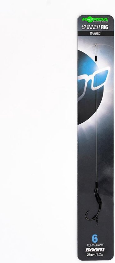 Korda Spinner Rig Kurv Boom - Barbed - Onderlijn - 7 Inch - Haakmaat 6 - Zwart van Merkloos