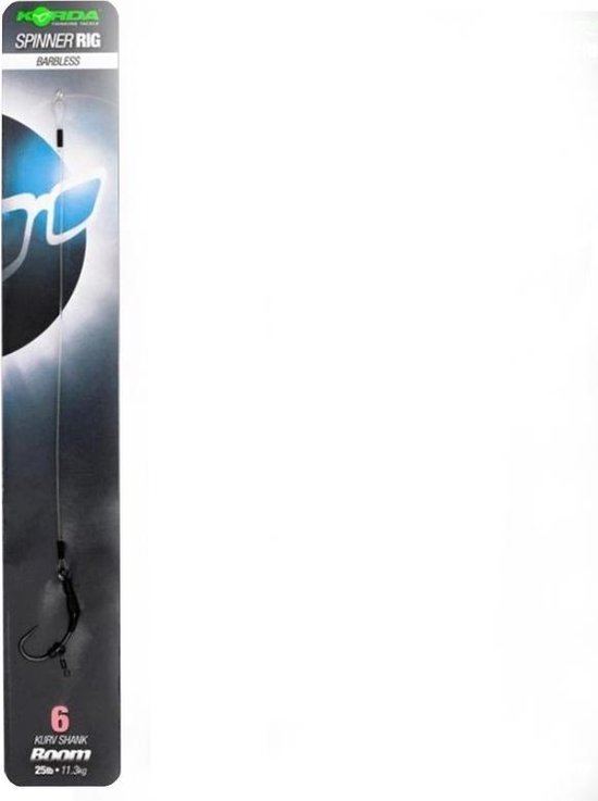 Korda Spinner Rig Kurv Boom - Barbless - Onderlijn - 7 Inch - Haakmaat 6 - Zwart van Korda