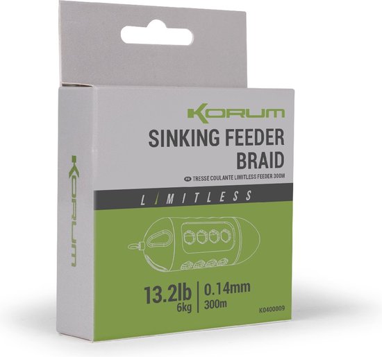 Korum Limitless Sinking Feeder Braid 300m - Maat : 0.16mm - 7 kilo