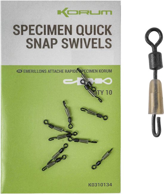 Korum Specimen Quick Snap Swivels (10pcs) - Maat : Large van Korum