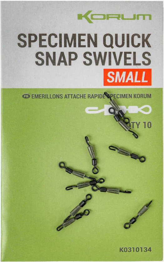 Korum Specimen Quick Snap Swivels (10pcs) - Maat : Small van Korum