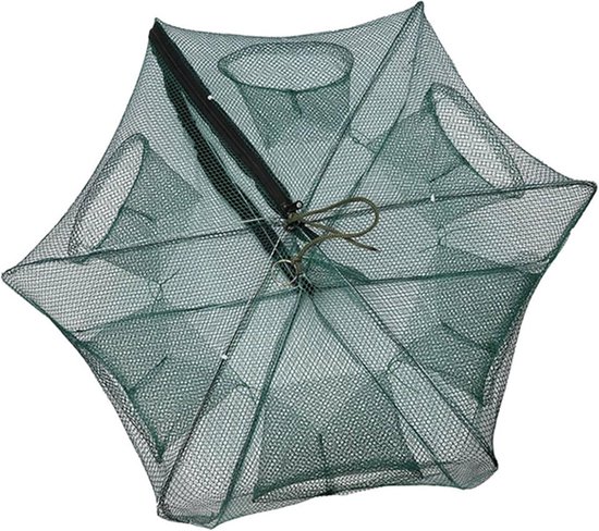 Krabvallen voor Blauwe Krabben, Draagbaar Gevouwen Visnet Garnalennet Viskooi en Garnalenkooi Val Cast Dip Cage voor Visgarnalen Minnow Rivierkreeft Krabaas (6 gaten)