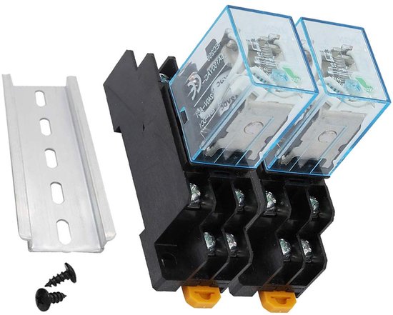Krachtige 12V Coil Power Relay 10A met 8 Pins en Socket Base voor DIN Rail Montage, Betrouwbaar en Duurzaam van Merkloos