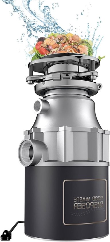Krachtige 560 W keukenafvalhakmolen voor gootsteen, 1200 ml capaciteit, stil en roestvrijstaal, ideaal voor efficiënt afvalbeheer