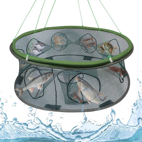 Kreeftenfuik - Kreeften Fuik Rond - Kreeftenfuik Rivierkreeften - Visnet - Opvouwbaar - 7 Hole - Inclusief Opbergtas