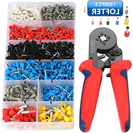 Krimptang Kabelschoen Set - 1200 Stuks Kabelschoenen Assortiment 025-10 mm² Kabelhulzen van Merkloos