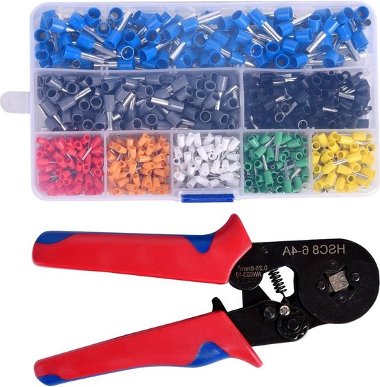 Krimptangset - Adereindhulzen en 800 stekkers - Ratelkrimptang (025-60 mm²) van VONROC