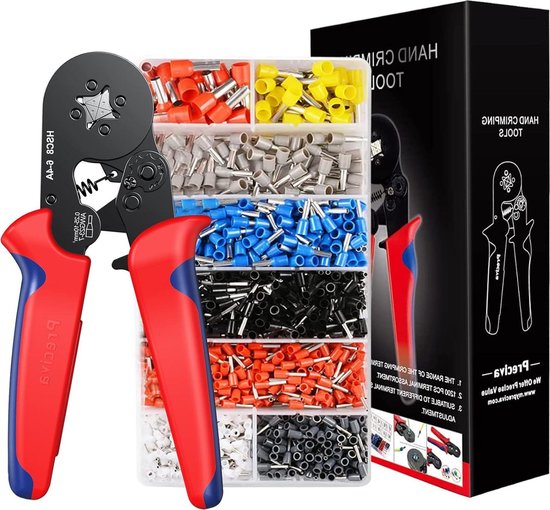 Krimptangset adereindhulzen set met 1200 stuks adereindhulzen gereedschapsset 025-1000 mm² - Preciva. van Merkloos