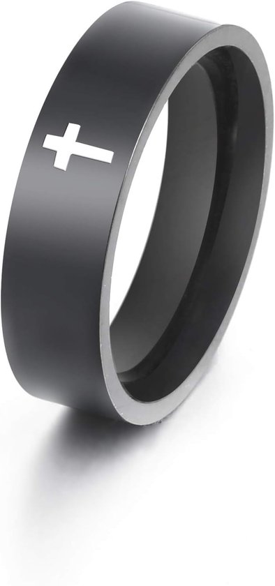 Kruis Ring Rvs Ring Christelijk Jezus Christus God Kruis Ring Gebed Sieraden voor Heren Dames Zilveren Kleur