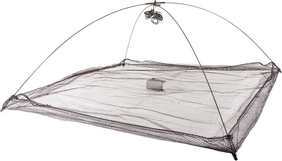 Kruisnet Vis - Schepnet Hengelsport - Aasvis Vangen - Opvouwbaar Ontwerp - 90x90cm - Veelkleurig
