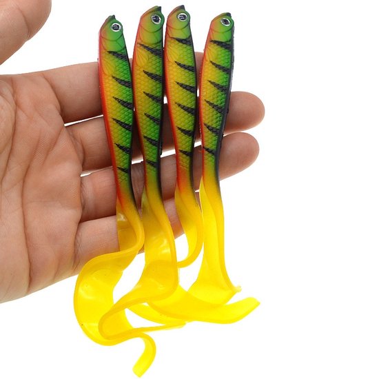 Kunstaas - 4 stuks - Softbait - Hengelsport - roofvissen - Snoek - 13 centimeter van Jenzi
