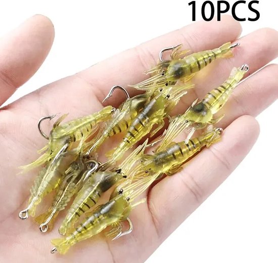 kunstaas - garnalen met haak - 10 stuks - roofvissen - hengelsport- baars- snoek van Yuccer