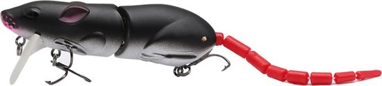 Kunstaas Rat - Topwater Floater - Snoek / Baars (Roofvissen) - Zwart Wit Rood van Uninvited.