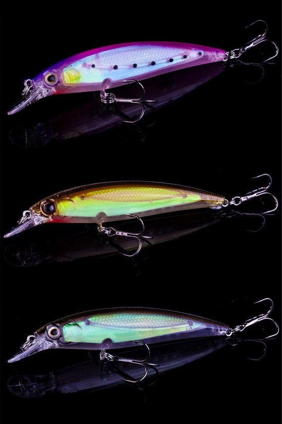 Kunstaas Roofvis - Set van drie stuks - 11 cm - Pink - Red Orange White - Grey - Snoek - Baars - Snoekbaars - Hengelsport van Yummygoods