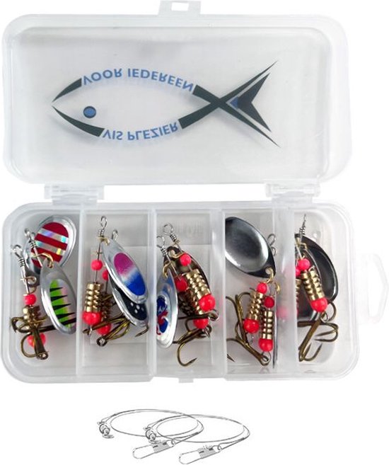 Kunstaas set 2 | Kunstaas set voor roofvis - incl GRATIS onderlijn - pluggen met haak - perfect voor snoek / baars / forel- set van 10 spinners van Atom.