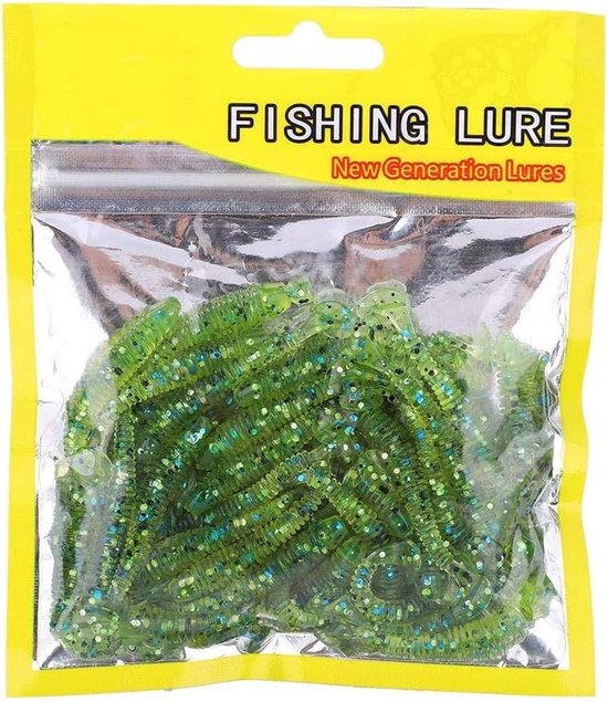 Kunstaas Set 50 Stuks - Zacht Plastic Aas - T-Tail Grub Worm - Kunstaas Snoek - Kunstaas Roofvis - Duurzaam Materiaal - Vishaak