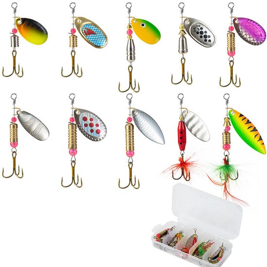 Kunstaas set (Set B) - 10 Stuks - pluggen met haak - Kunstaas - Jerkbaits - Crankbaits - Rubberen vis - Visaas - Zacht Kunstaas - Alle type roofvis - Visaas Zeevissen Set - Rubberen Vissen Met Jigkop - Voor snoek, baars, snoekbaars, vissen van Slice of Nature