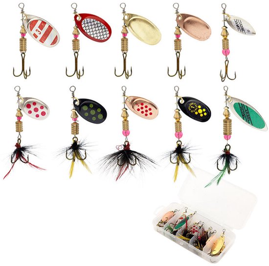 Kunstaas set (Set C) - 10 Stuks - pluggen met haak - Kunstaas - Jerkbaits - Crankbaits - Rubberen vis - Visaas - Zacht Kunstaas - Alle type roofvis - Visaas Zeevissen Set - Rubberen Vissen Met Jigkop - Voor snoek, baars, snoekbaars, vissen van Yarys