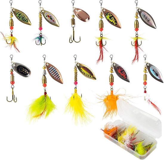 Kunstaas set (Set D) - 10 Stuks - pluggen met haak - Kunstaas - Jerkbaits - Crankbaits - Rubberen vis - Visaas - Zacht Kunstaas - Alle type roofvis - Visaas Zeevissen Set - Rubberen Vissen Met Jigkop - Voor snoek, baars, snoekbaars, vissen van Amarex Fishing