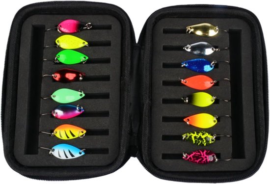 Kunstaas set - Spinner lokaas - Vissen op roofvis - Roestvrij staal - 16 stuks - Goud zilver