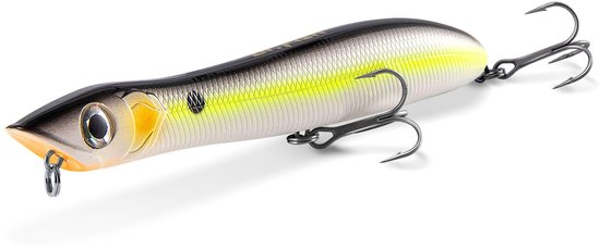 Kunstaas voor zeebaars 140mm/26g - drievoudige haakjes - laser schaal popper - ideaal voor oppervlaktevissen - ShopVlot