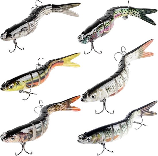 Kunstaas wobbler 6 stuks - levensechte swimbait voor snoek, baars en forel - geschikt voor zoet en zout water van Merkloos