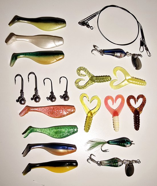Kunstaasset light - 4 tot 5 gram - 21 delig - in een tackle box - cadeau - streetfishing van $