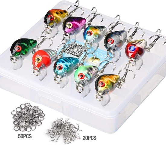 Kunstaasset Minnow Bait Kit Wobbler Crankbaits met haak Hard popper aas voor zoutwater zoetwaterforel Baars zalmvissen (10 stuks - 2,8 cm / 1,7 g) van Kunstaasset