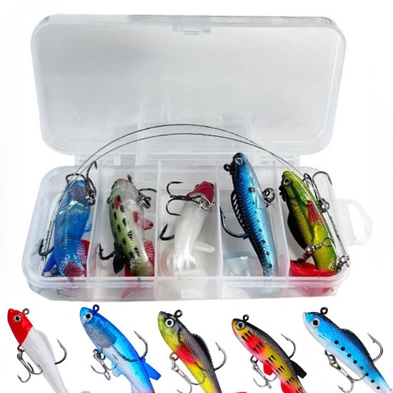 Kunstaasset – pluggen met haak - Kunstaas set voor roofvis - Softbaits – Visloodjes - Vishaken - Vis spullen - incl. Tacklebox - perfect voor snoek / baars -LOUZIR van LOUZIR
