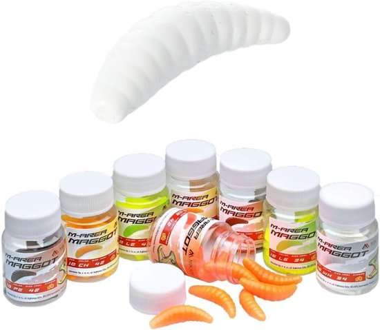 Kunstmaden aas - Forelaas kunstmatig - Vissen op forel - Drijvend en elastisch materiaal - 34mm - Wit van Merkloos