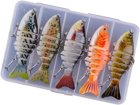 Kunstmatige kunstaasset - 7-delig - Biomimetisch hard kunstaas - Met traliehaak - Geschikt voor zoet- en zoutwater - 5-delige set - 10 cm - Stijl B