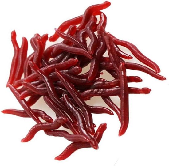 Kunstmatige Regenworm - Nep Worm Visaas - Vissen Aantrekken - Siliconen Materiaal - 4 cm - Rood