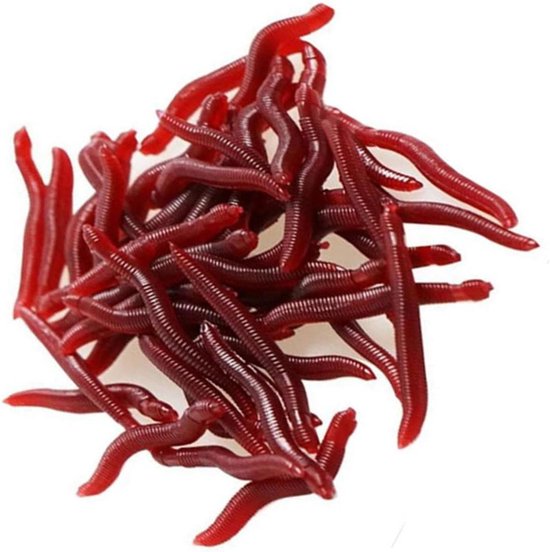 Kunstmatige Regenwormen - Nep Vissen Lokaas - Vissen Met Kunstaas - Zacht Siliconen Materiaal - 100 stuks - Rood