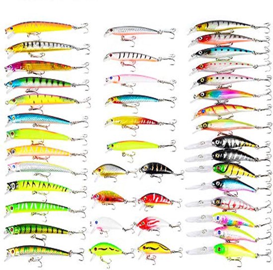 Kunstmatige Wobblers Set van 56 Stuks voor Hecht, Zander, Barsch en Forel - Perfect voor Zoet- en Zoutwatervissen