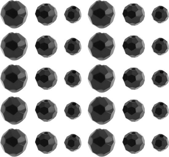 - Kunststof ronde visserij glazen kralen - Vissersbenodigdheden - Zwart - Texas Carolina Rig - Aas - Geschikt voor visserijinstallaties - Zwart (6 mm + 8 mm + 10 mm) 30 stuks