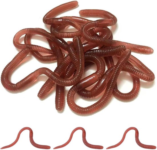 Kunstwormen Set - Nep Aas - Vissen en Grappen - Realistisch Ontwerp - 10 stuks 18cm - Bruin Rood van Merkloos